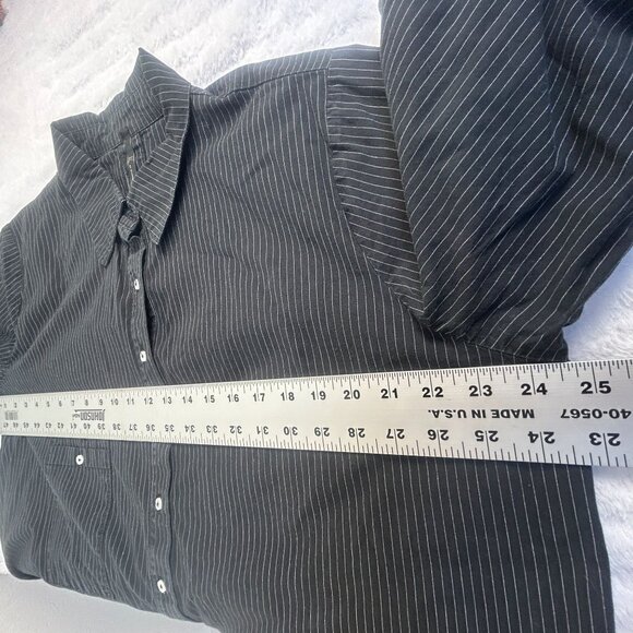 IC by Connie K Womens Button Up Shirt Blouse Large Artsy Art To Wear Pinstripe - Picture 6 of 8